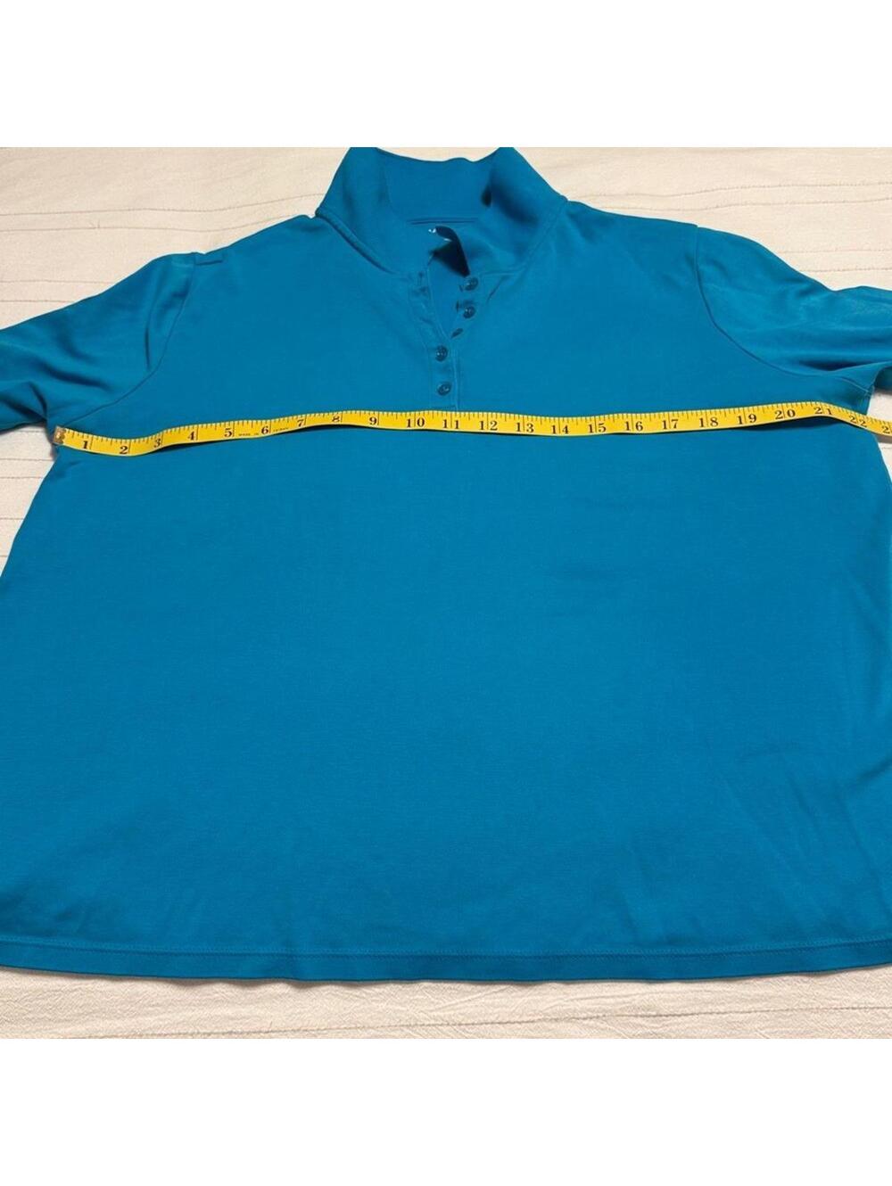 Lands' End Women's Turquoise 3/4 Sleeve Polo Top Snap Placket Size XL - Picture 5 of 5